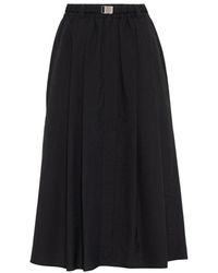 Brunello Cucinelli - Belted-waist Gather-detail Midi Skirt - Lyst