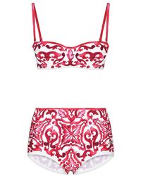 Dolce & Gabbana - Majolica Print Balconette Bikini Top And Bottoms - Lyst