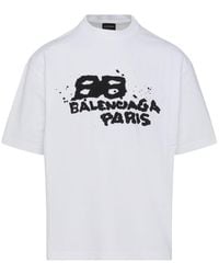 Balenciaga - Dirty Bb Icon Logo Stretch Cotton Graphic Tee - Lyst