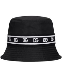 Dolce & Gabbana - Nylon Bucket Hat With Branded-band Print - Lyst