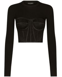 Dolce & Gabbana - Fine-Rib Viscose Bustier Sweater - Lyst