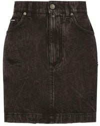 Dolce & Gabbana - Washed Denim Miniskirt - Lyst