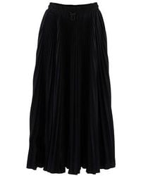 Valentino Pleated Jersey Skirt - Black