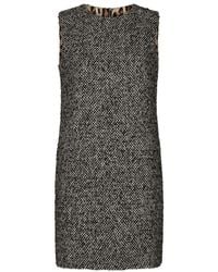 Dolce & Gabbana - Short Speckled Tweed A-Line Dress - Lyst