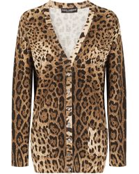 Dolce & Gabbana - Cardigan en cachemire à imprimé léopard - Lyst