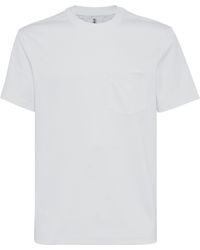 Brunello Cucinelli - T-Shirt aus Jersey mit Brusttasche - Lyst