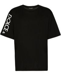 Dolce & Gabbana - Cotton Round-Neck T-Shirt With Dolce&Gabbana Print - Lyst