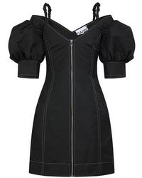 Ganni Puffed Sleeve Dress - Black