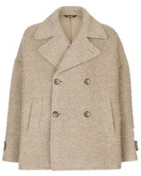 Dolce & Gabbana - Vintage-Look Double-Breasted Wool And Cotton Pea Coat - Lyst
