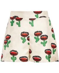 La DoubleJ Seide Shorts mit Muschel-Print Damen Bekleidung Kurze Hosen Mini Shorts 