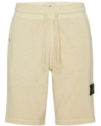 Stone Island - Fleece Shorts With Logo Patch - Lyst