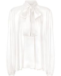 Dolce & Gabbana - Silk Blouse With Pussy-Bow - Lyst