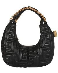 Balmain Quilted Leather Pillow Hobo Bag - Black