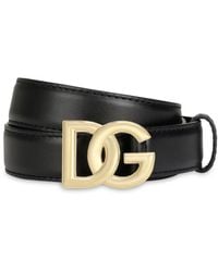 Dolce & Gabbana - Ceinture en cuir de veau à logo DG - Lyst