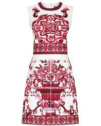 Dolce & Gabbana - Short Majolica-print Brocade Dress - Lyst