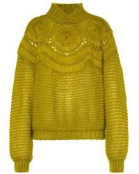 Femme Vêtements Sweats et pull overs Ponchos et robes poncho Poncho En Toile De Coton Mélangé Alberta Ferretti en coloris Marron 