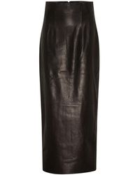 KHAITE - Jupe Midi En Cuir Loxley - Lyst