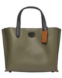 COACH Leather Willow Tote in Brass/Black (Black) | Lyst