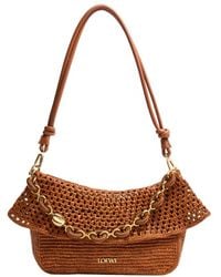Loewe - Mittelgroße Ola Hobo Aus Raffia Und Kalbsleder - Lyst