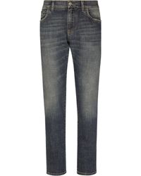 Dolce & Gabbana - Stretch-Jeans Skinny aus hellblauem Washed-Denim - Lyst