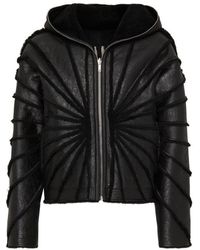 Rick Owens - Hooded Leather Jacket - Lyst