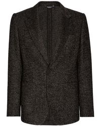 Dolce & Gabbana - Stretch Alpaca And Wool Tweed Single-breasted Jacket - Lyst