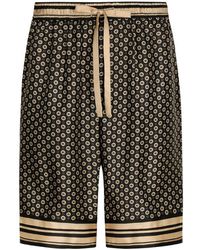 Dolce & Gabbana - Silk Twill Jogging Shorts With Dg Logo Print - Lyst