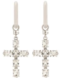 Dolce & Gabbana - Creole Earrings With Crystal Cross - Lyst