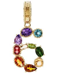 Dolce & Gabbana - 18 Kt Yellow Gold Rainbow Pendant With Multicolor Finegemstones Representing Number 6 - Lyst