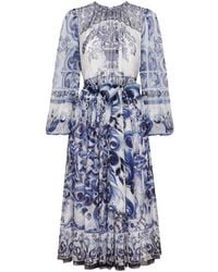Dolce & Gabbana - Chiffon Midi Dress - Lyst
