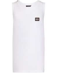 Dolce & Gabbana - Jersey Tank Top With Logo Plaque - Lyst