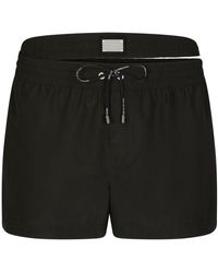 Dolce & Gabbana - Short Swim Trunks With Double Waistband And Branded Tag - Lyst