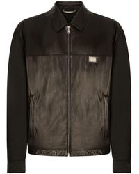 Dolce & Gabbana - Fabric And Leather Jacket - Lyst