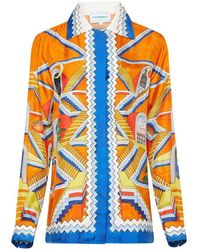 Casablanca - Cuban Collar Silk Long Sleeve Shirt - Lyst