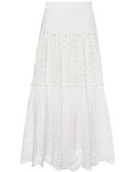 Alberta Ferretti Longuette Skirt With Sangallo - White
