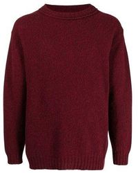 Pringle of Scotland Round Neck Brushed Shetland Wool Sweater - Red