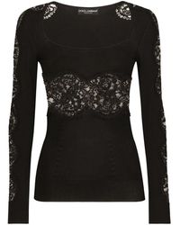 Dolce & Gabbana - Viscose Sweater With Lace Inserts - Lyst