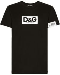 Dolce & Gabbana - T-shirt ras-de-cou en coton à écusson - Lyst
