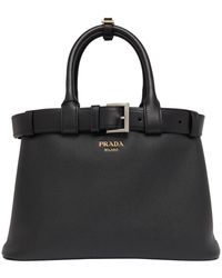 Prada - Buckle Medium Leather Handbag - Lyst