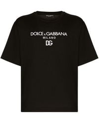 Dolce & Gabbana - Cotton T-Shirt With Dg Embroidery - Lyst