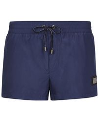 Dolce & Gabbana - Short Swim Trunks With Branded Tag - Lyst