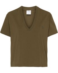 Courreges - Cropped-T-Shirt mit V-Ausschnitt - Lyst