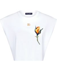 Dolce & Gabbana - Cropped T-Shirt aus Jersey mit DG-Logo - Lyst