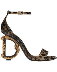 Dolce & Gabbana - Polished Calfskin Baroque Sandals - Lyst