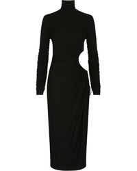 Dolce & Gabbana - Longuette-Kleid aus Jersey mit hohem Kragen und Cut-outs - Lyst