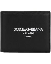 Dolce & Gabbana - Calfskin Bifold Wallet With Logo - Lyst