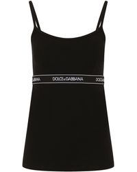 Dolce & Gabbana - Top aus Jersey mit Logo-Gummiband - Lyst