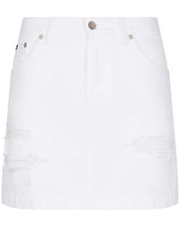 Dolce & Gabbana - Denim Mini Skirt With Tears - Lyst