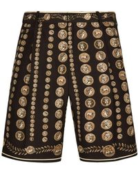 Dolce & Gabbana - Silk Bermuda Shorts With Coin Print - Lyst