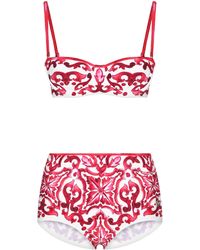 Dolce & Gabbana - Balconette-Bikini Mit Panty Majolika-Print - Lyst